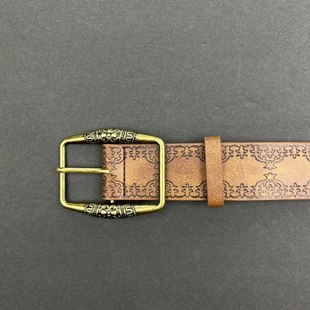 Vintage style brown american western floral rustic boho belt